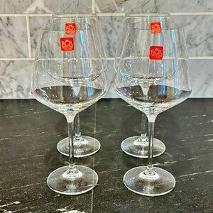 NEW RCR Crystalleria Italiana Crystal Burgundy Red Wine Glasses Set of 4